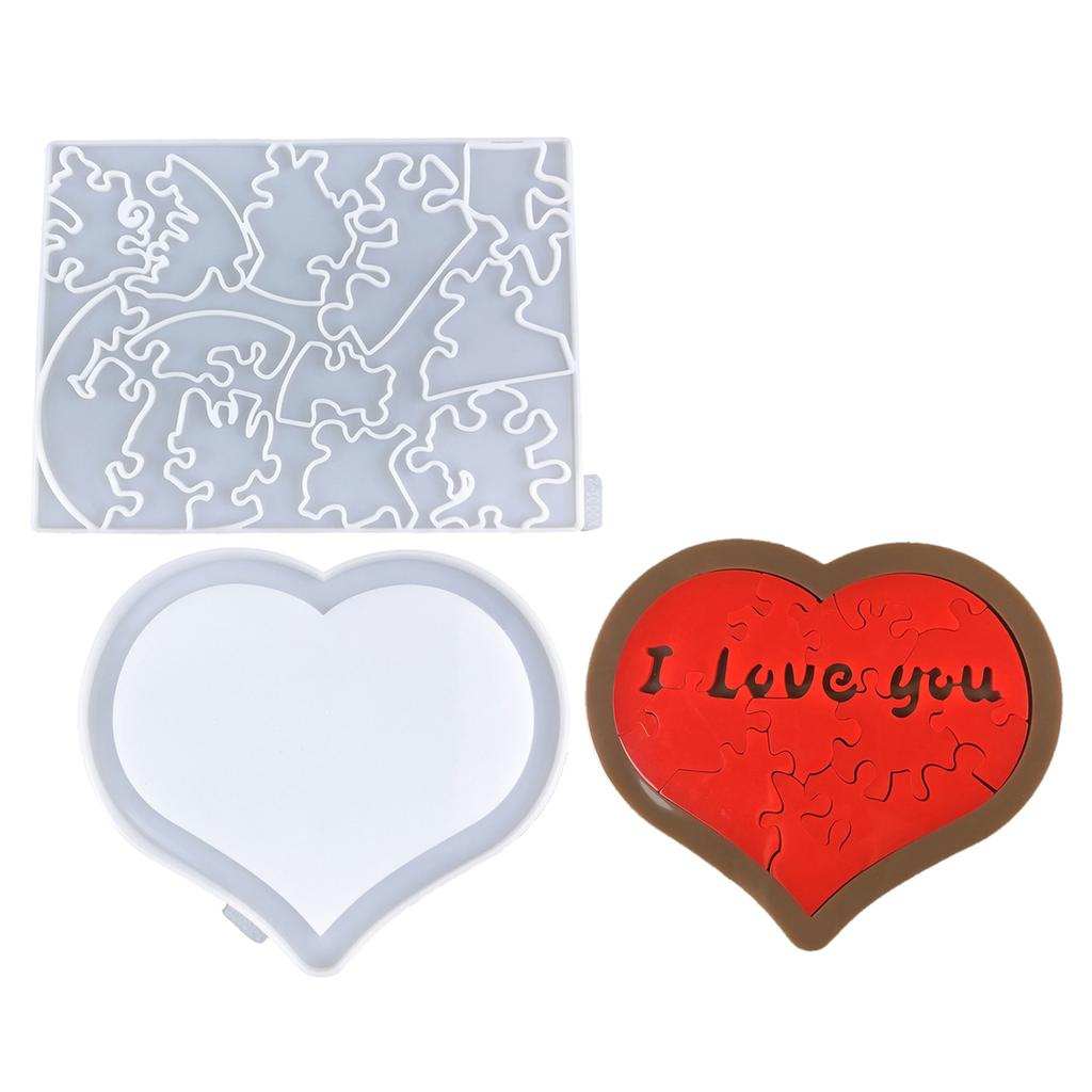 Creative Heart Shaped Epoxy Resin Molds Versatile Heart Puzzle Shaped Resin Molds Personalized Heart Accessories Moulds