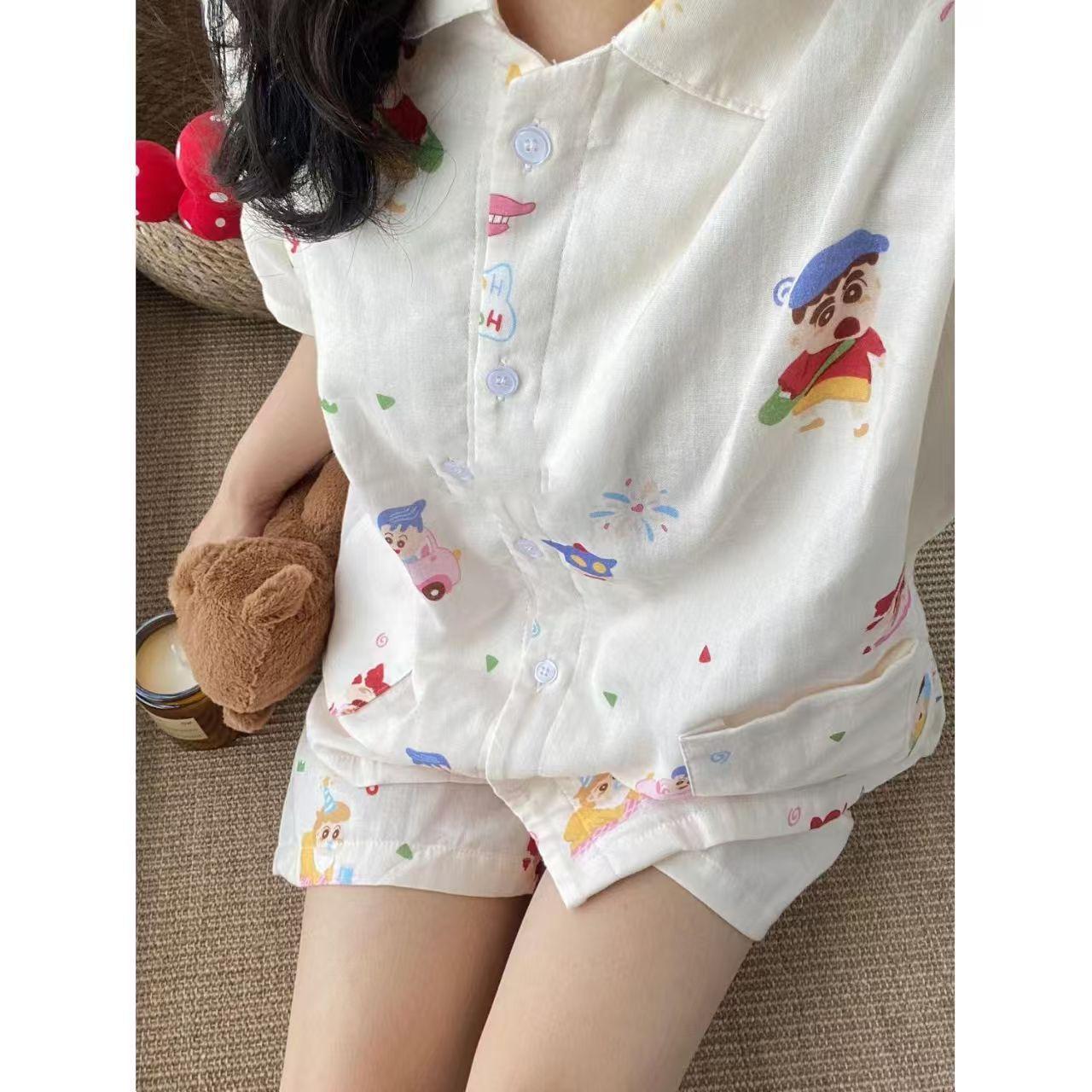 

New simple white love bow pajamas women s summer short-sleeved shorts set student beauty girl loungewear Xxl [recommended weight 67.5-75kg ]