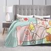L-Lulu Pig Flannel Blanket Autumn  Warm Throw Blanket for Kids Couch Chair Graphic Bedspread Sofa Bed Cover