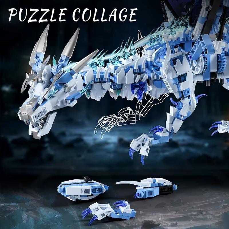 Superior-Grade 1646Pcs First-Class Creative High-Standard Mythical Fantasy Creature High-Standard Assembly Construction-Blocks Collection Kit Ice