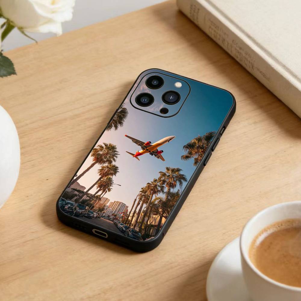 A-Airplane  Phone Case For iPhone 17 16 15 14 13 12 Max Plus Silicone Black Cover