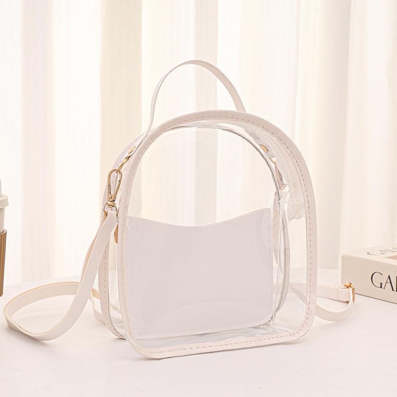 Backpack summer transparent jelly bag pvc fashion messenger bag small schoolbag