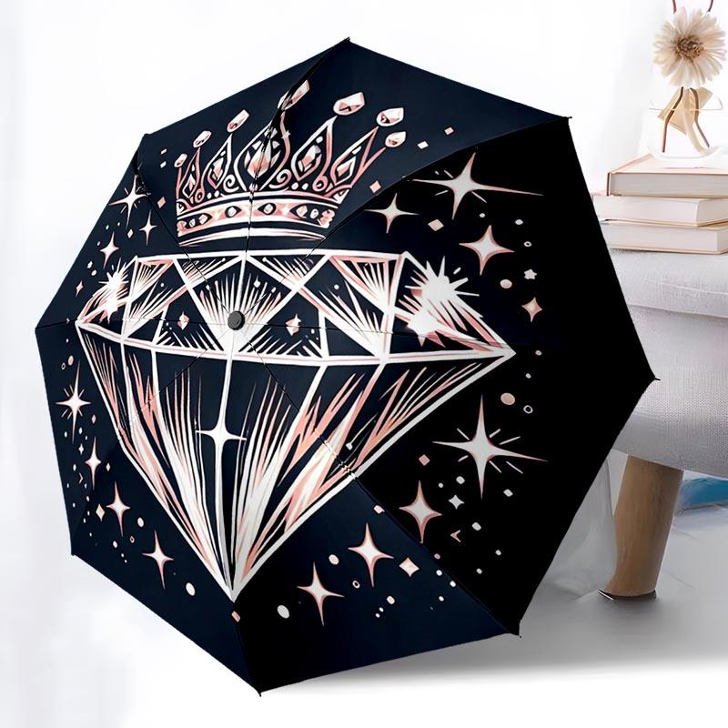 Noble Crown Folding Umbrella Fashion Auto-Open 8 Iron Ribs Plastic Handle Foldable Sunshade Perfect Christmas Gifts