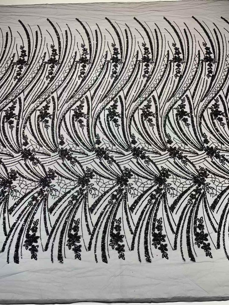 Luxury African Sequins Beaded Lace Fabric 2025 High Quality Lace 5 Yards Pink French Lace Fabric Nigerian Net Lace Fabrics Party