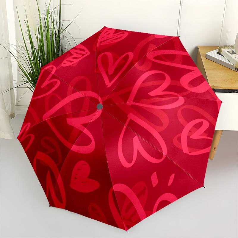 1pc Love Hearts Automatic Open/Close Umbrella Compact Folding Umbrella, All-Season Portable Umbrella for Women/Men F1124356
