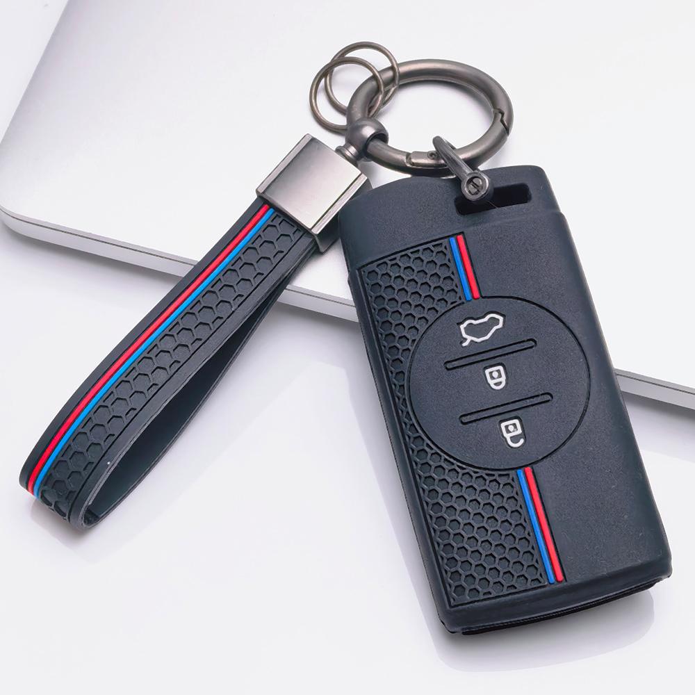 Honeycomb Car Key Cover for Chery Tiggo 2 Tiggo 3X Tiggo 4 Tiggo 5X Tiggo 7 Pro with Keychain Honeycomb Texture Racing Stripe Remote Key Protector