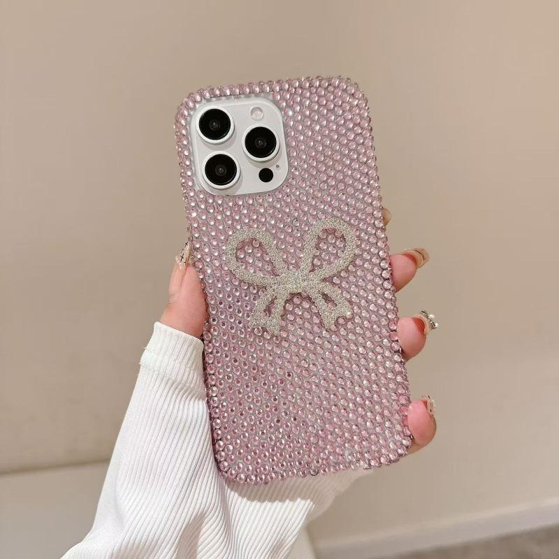 Luxury Full Rhinestone 3D Bow Phone Case, Shockproof Bling Cover for IPhone 17 16 Pro Max 13 12 11