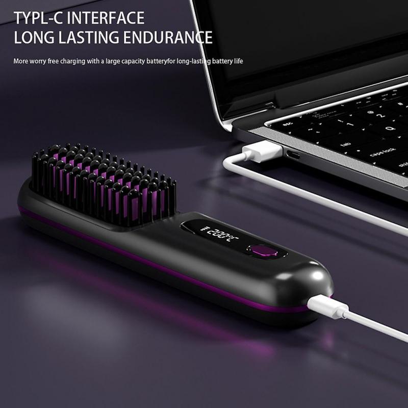USB Heated Hair Straightening Comb, Temperature Adjustables Hair Flat Iron, 3 Level Adjustables Hair Flat Irons, for Hair Styling