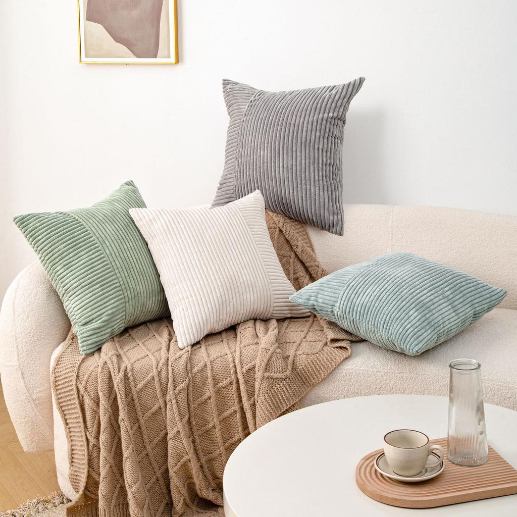 Simple and Simple Ins Style Corduroy Stitching Pillow Cover Style Living Room Sofa Cushion Solid Color Cushion Pillow