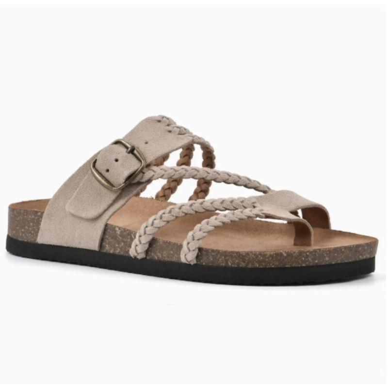 Braided Belt Independent Station Women's Shoes Pinch Feet New Large Size Sandals Summer Wish White
