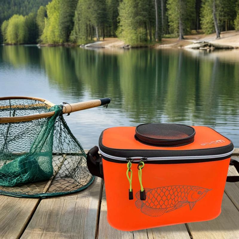 Folding Live Fish Bucket EVA Thickened Portable Lightweight Collapsible Fish Pail for Fishing Camping Picnic Outdoor Activities