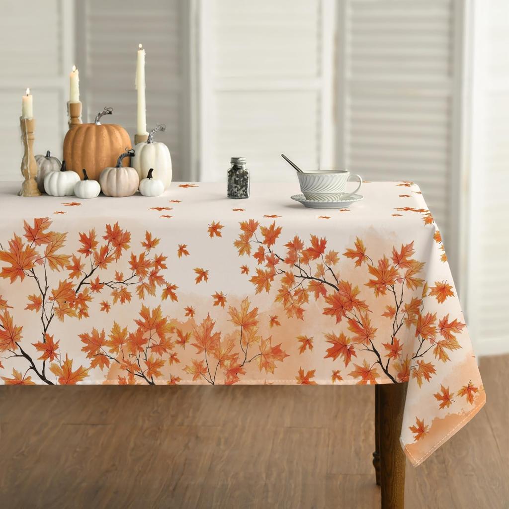 Fall Thanksgiving Maple Leaves Waterproof Tablecloth Table Decor Reusable Farmhouse Kitchen Dining Tablecloth Autumn Decor