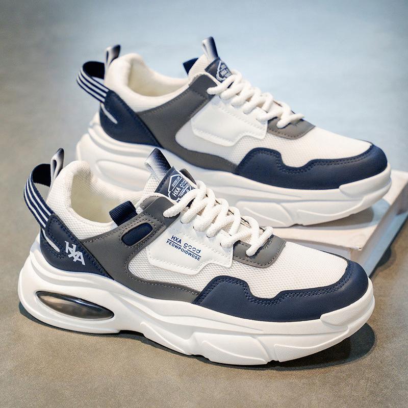 2025 new summer mesh white shoes men's sports shoes teenagers platform heightening dad trendy shoes comfortable rest