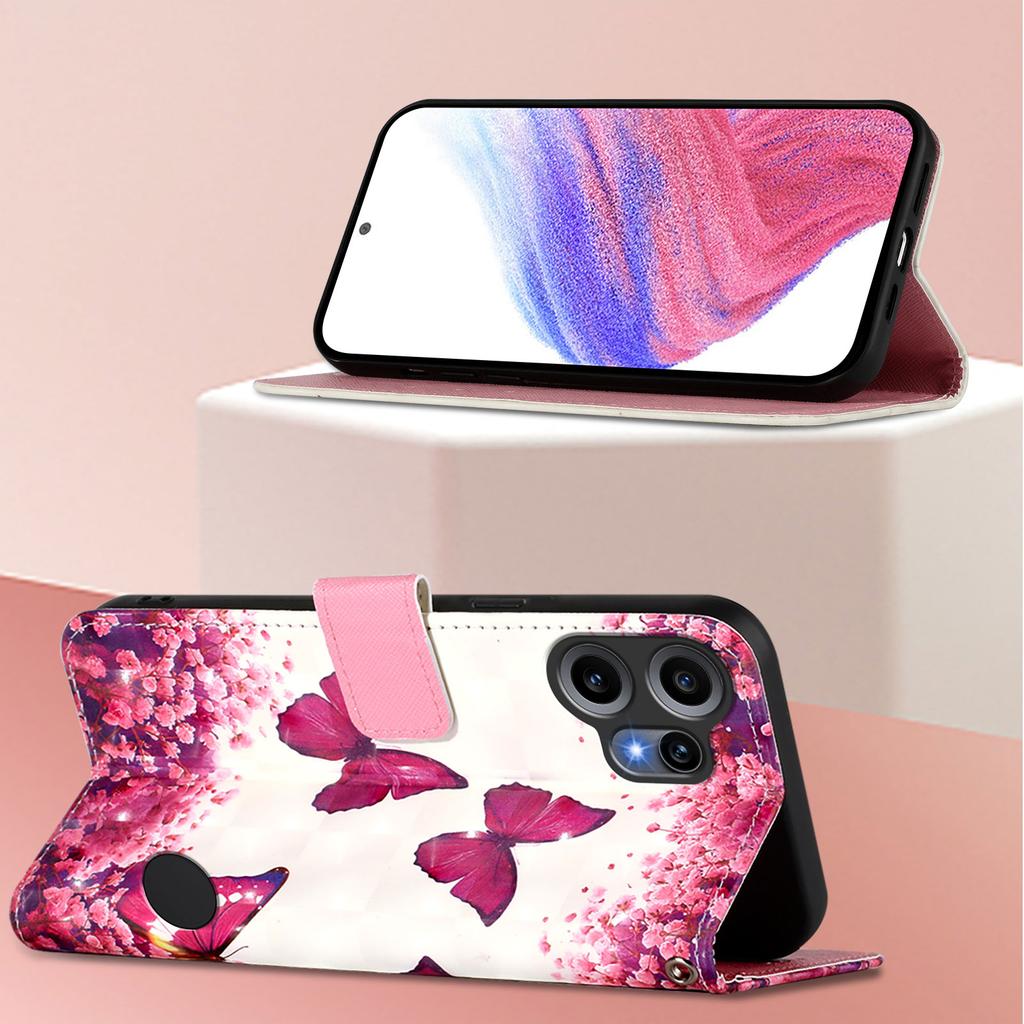 Für Nothing CMF Phone 2 Pro Lederhülle Musterdruck Geldbörse Ständer Handyhülle mit Trageband