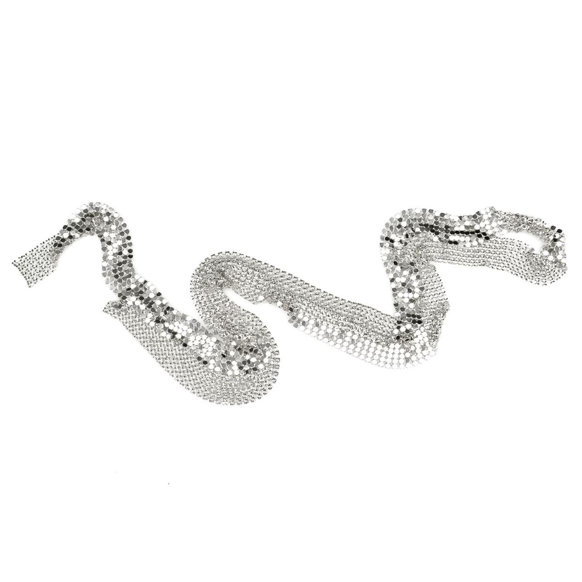 Золотой Серебряный Металлический Блестящий BlingBling Длинный Галстук-Шарф Мужчины Женщины Техно-Стиль Мода Ночной Клуб Вечеринка Декоративный Шарф-Галстук серебряный