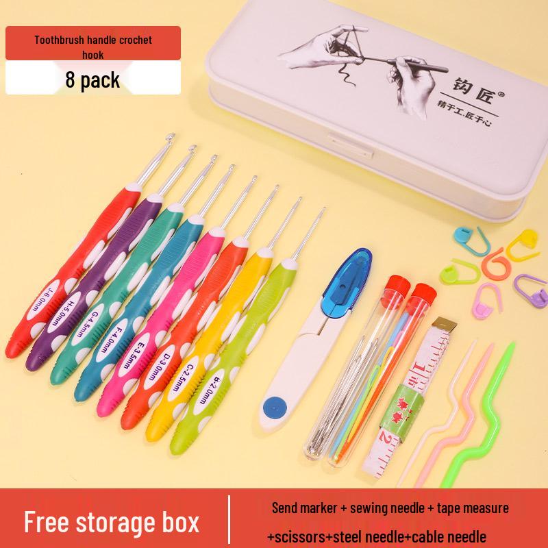 Beginner Soft-Grip Crochet Hook Set for DIY Knitting and Micro-Hooking