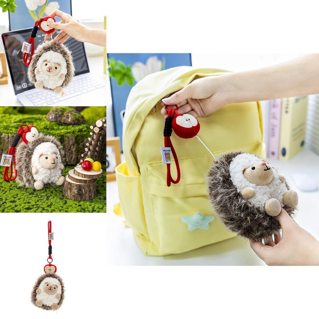 Cute Hedgehog Apple Cartoon Animal Plush Doll Pendant For Cute Backpack Decor