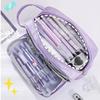 Zipper Closure Stationery Box Two Layer Storage Bag Portable Pencil Case  Students