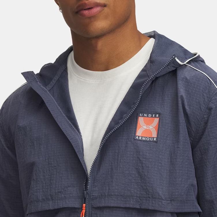 Under Armour Storm SS25 Run 96 Comfortable Fashion Versatile Long Sleeve Jacket Men Jacket Rain-Gray Dark-Gray White-Quartz 1389825-044