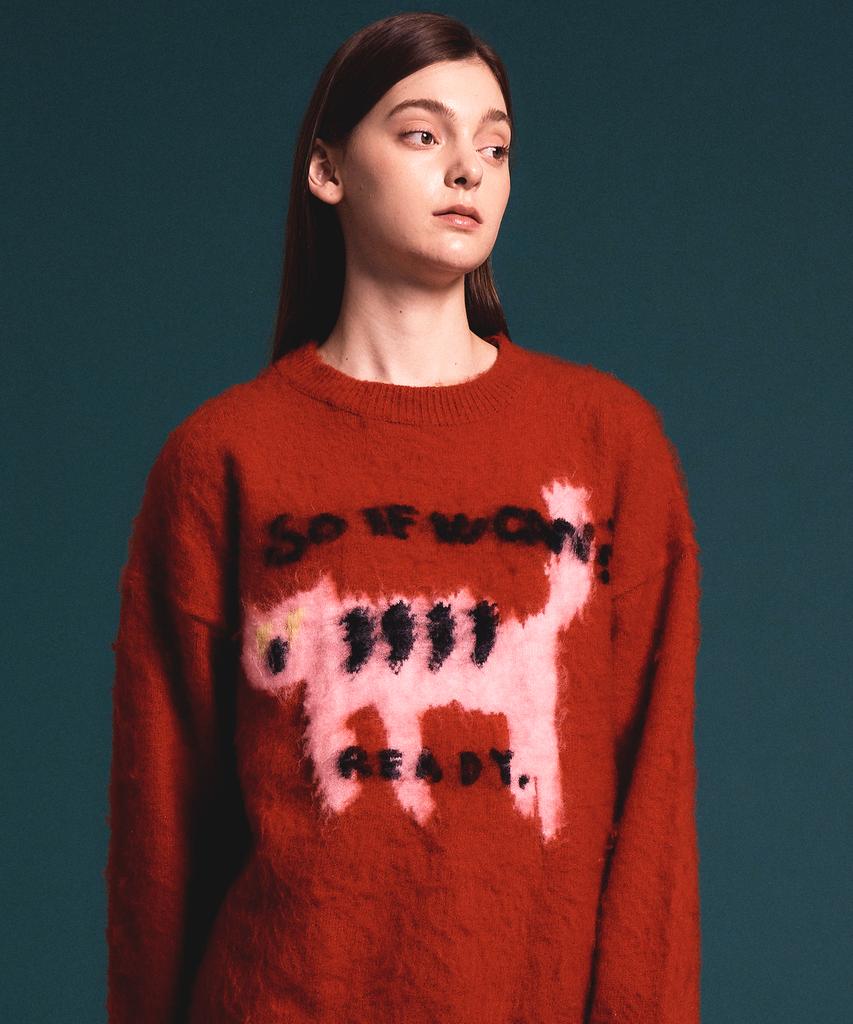 Soipeuyukaen Hairy Texture Lettering Knit
