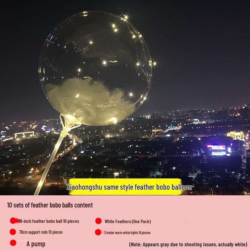Transparent Floating Bobo Balloon Feather Decoration for Birthdays, Engagements, Banquets, and Weddings
