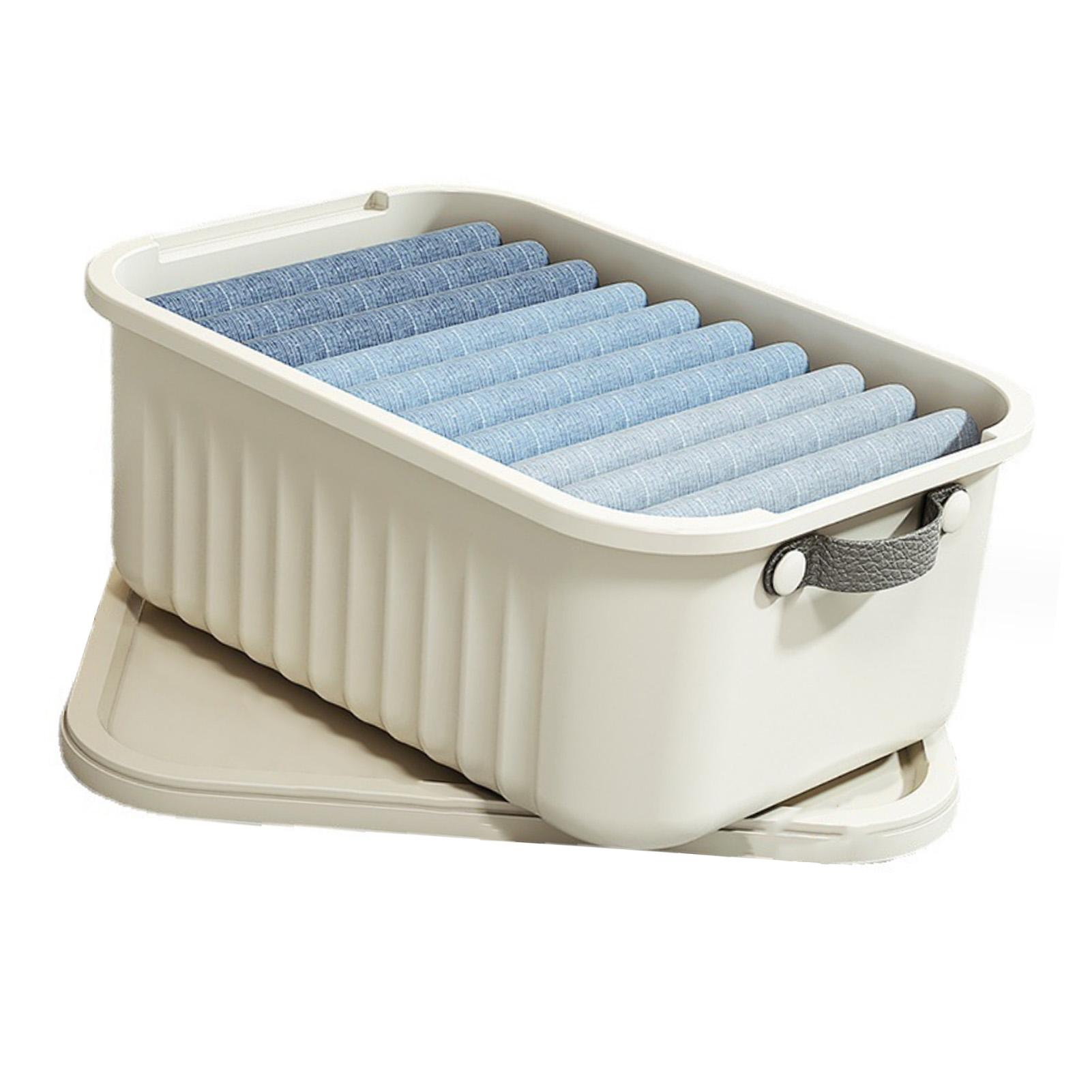 

Clothing Box PP Plastic Large Cloth Storage Basket with Lid and Handle for Home Closet Drawer