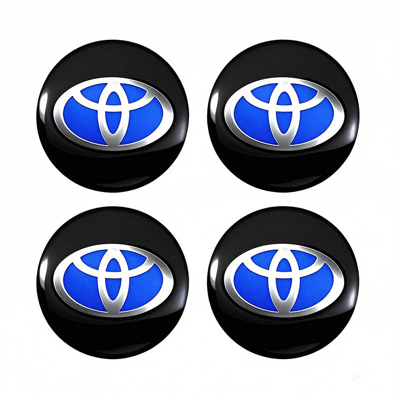 4Pcs Car Wheel Hub Center Metal Decals Sticker Accessories For Toyota Corolla Yaris Aygo Prius CHR Camry Auris Avensis 4Runner