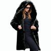 Winter Women's Casual Long Sleeve Solid Cardigans Fuzzy Fleece Outwear Faux Fur Hooded Pockets