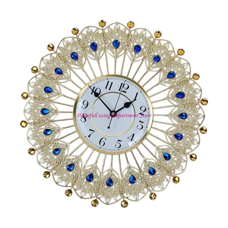Настенные часы Металлические Бесшумные Часы с Кристаллами Павлины Цифровые Настенные Часы CN