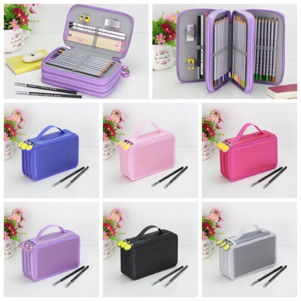 52-Hole Pen Bag Color Art Drawing Pen Organizer Large Capacity Stationery Storage Bag Students