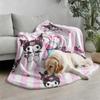 Kuromi Pink & White Stripe Flannel Blanket Soft Warm Throw Japanese Anime Camping Office Bedroom School Nap Blanket Summer Quilt