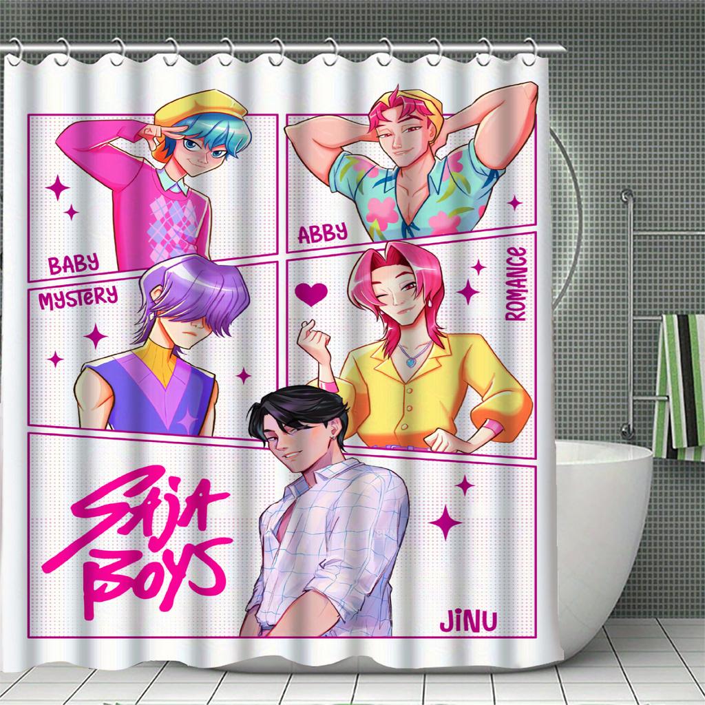 K-POP D-Demon H-Hunters Sprchové závěsy Omyvatelná tkanina Polyester Pro vanu Umění Koupelnová dekorace S háčky Vodotěsný závěs