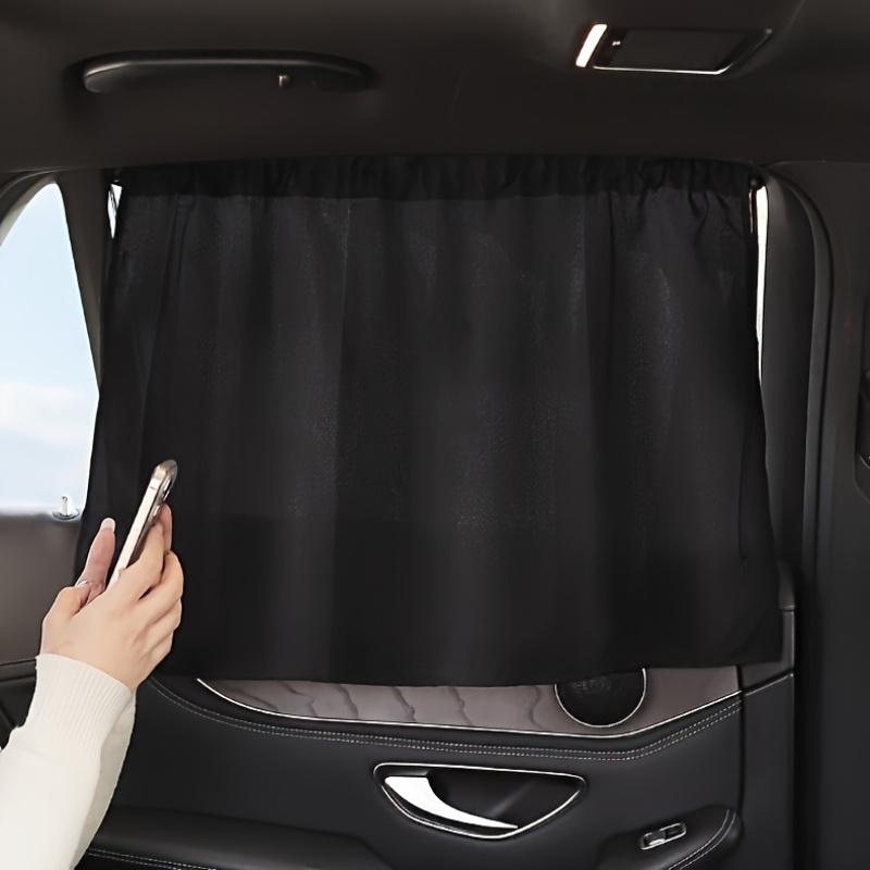2Pcs Black Polyester Car Sunshade - UV-Resistant, Heat-Insulating Window Shade with Suction Cups for Easy Sliding Privacy Blinds