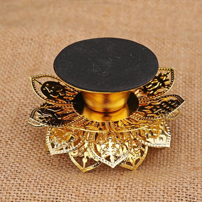 Exquisite Hollow Gold Lotus Incense Holder Zinc Alloy Craft Ornament for Spiritual Meditation Home Gift