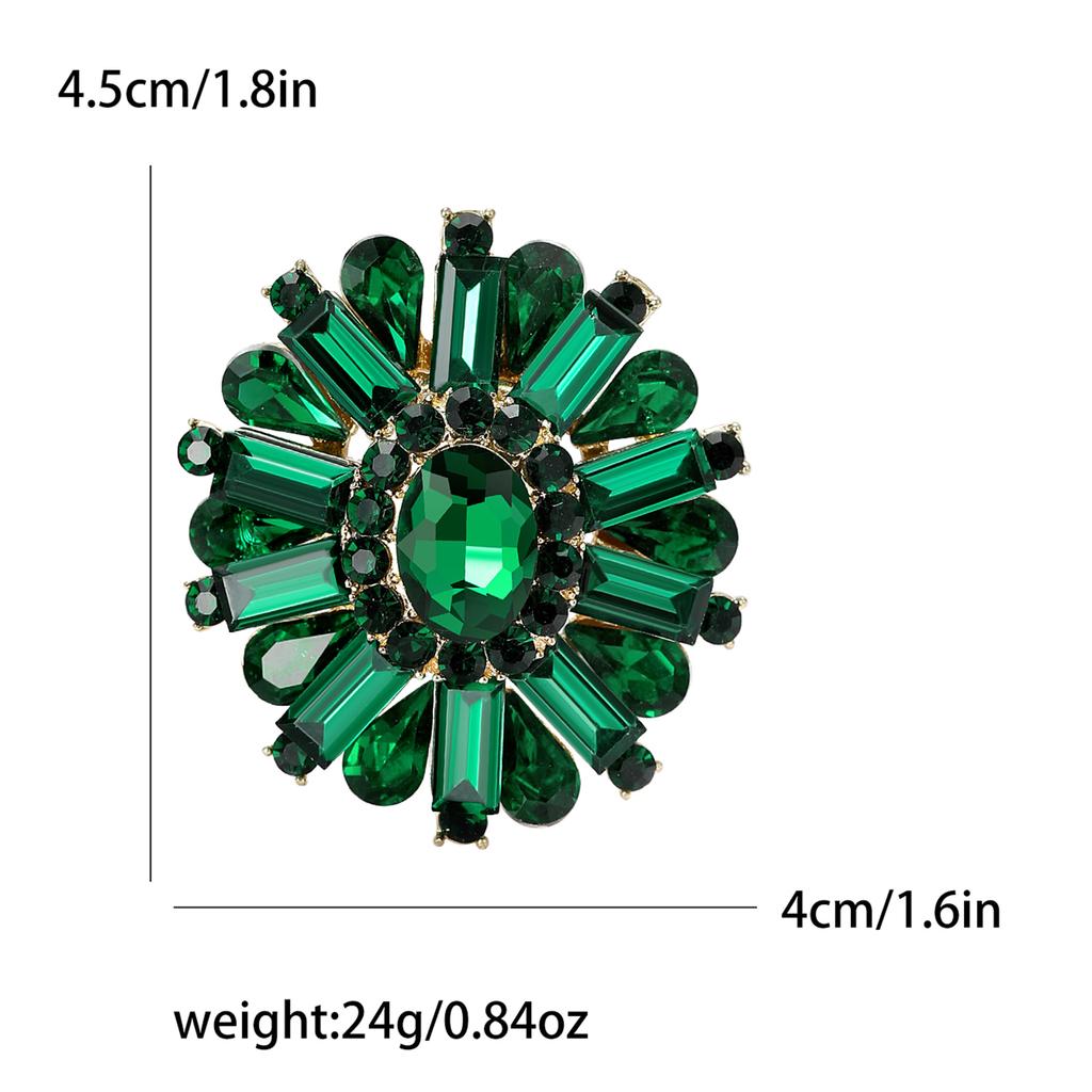 Vintage Crystal Flower Brooch for Women Unisex Rhinestone Pins Casual Party Accessories Gifts