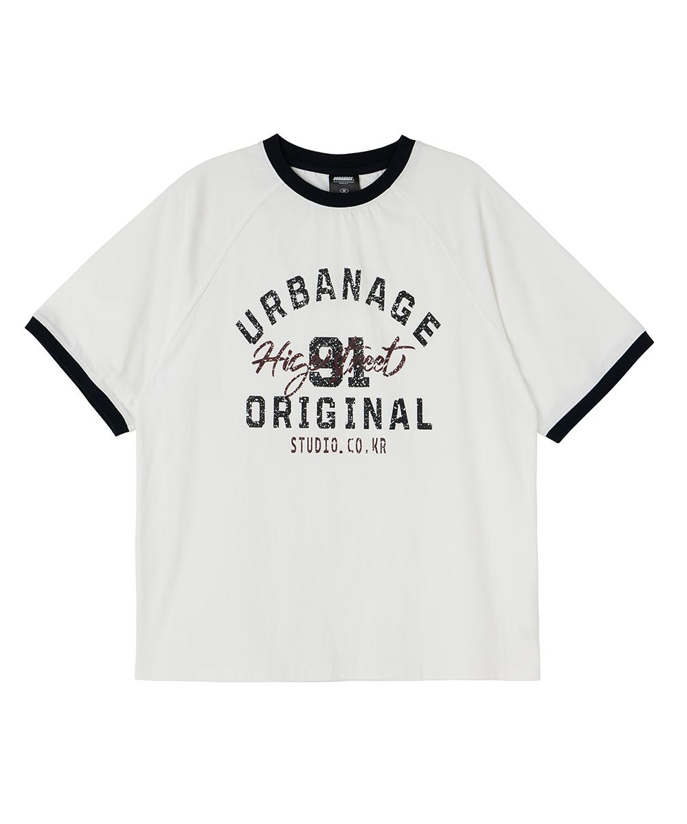 Urban Age High Street Ringer Raglan Oversized Short Sleeve White Reference/M