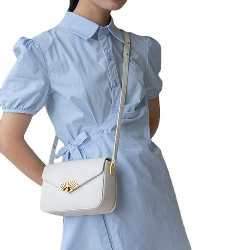 Niche Design Small Square Bag Flip Lock Single Shoulder Messenger Bag Cowhide Women's Bag OEM