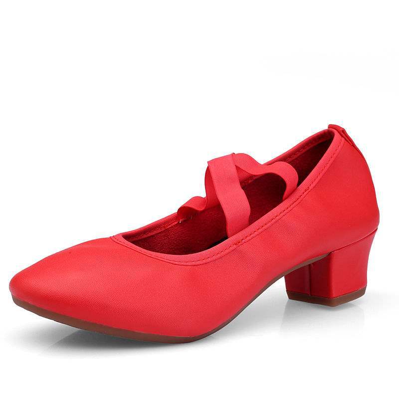Dance Shoes Women's Soft Sole Adult Square Dance Women's Shoes Four Seasons Middle Heel Shoes Performance Latin Dance Shoes Performance Dance Shoes