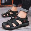 Fashion Summer Men Sandals Genuine Leather Mens Casual Shoes Outdoor Men Leather Sandals for Men Beach Shoes Roman Shoes Zapatillas Male