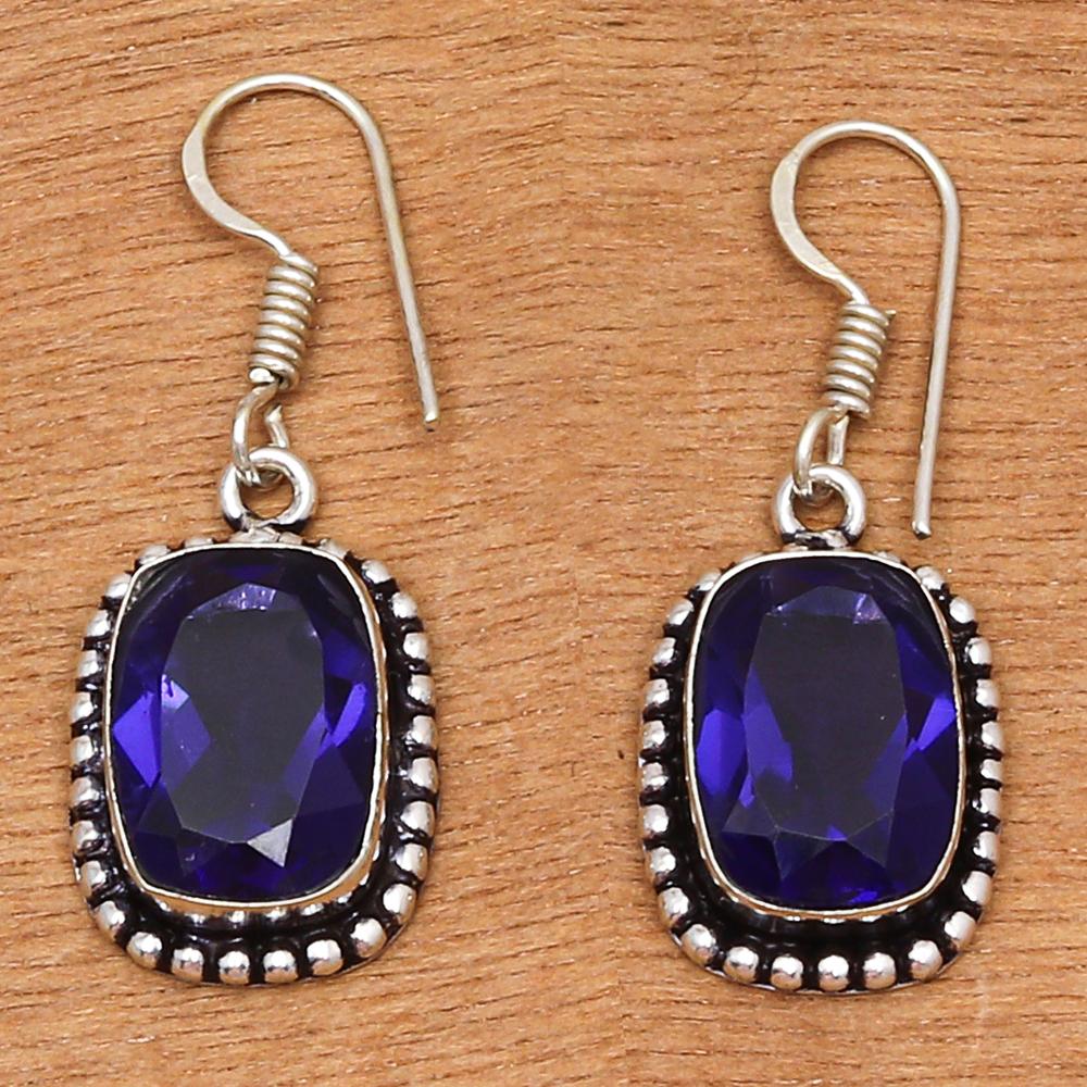 Bracelet et boucles d'oreilles en pierre précieuse Quartz Tanzanite 7-8''