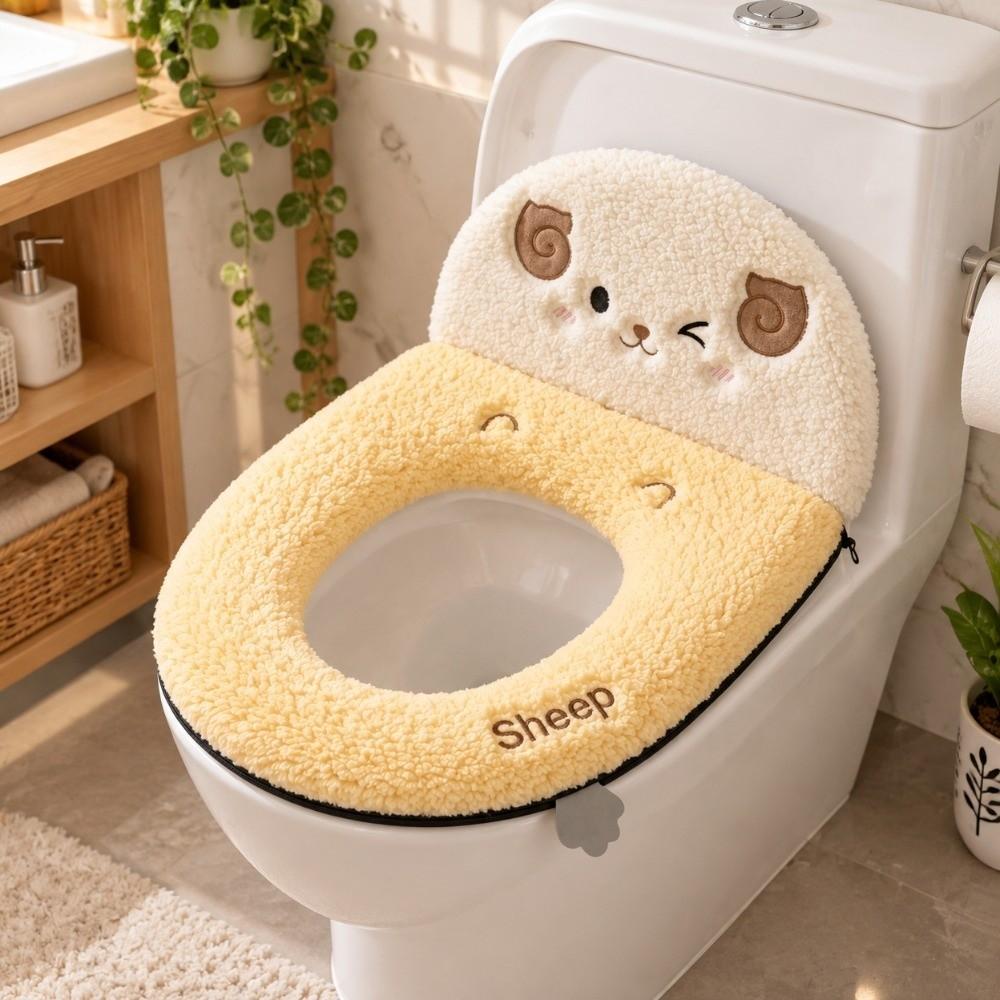 Skin-Friendly Zippered Toilet Seat Cover Non-Slip Plush Toilet Seat Winter Season