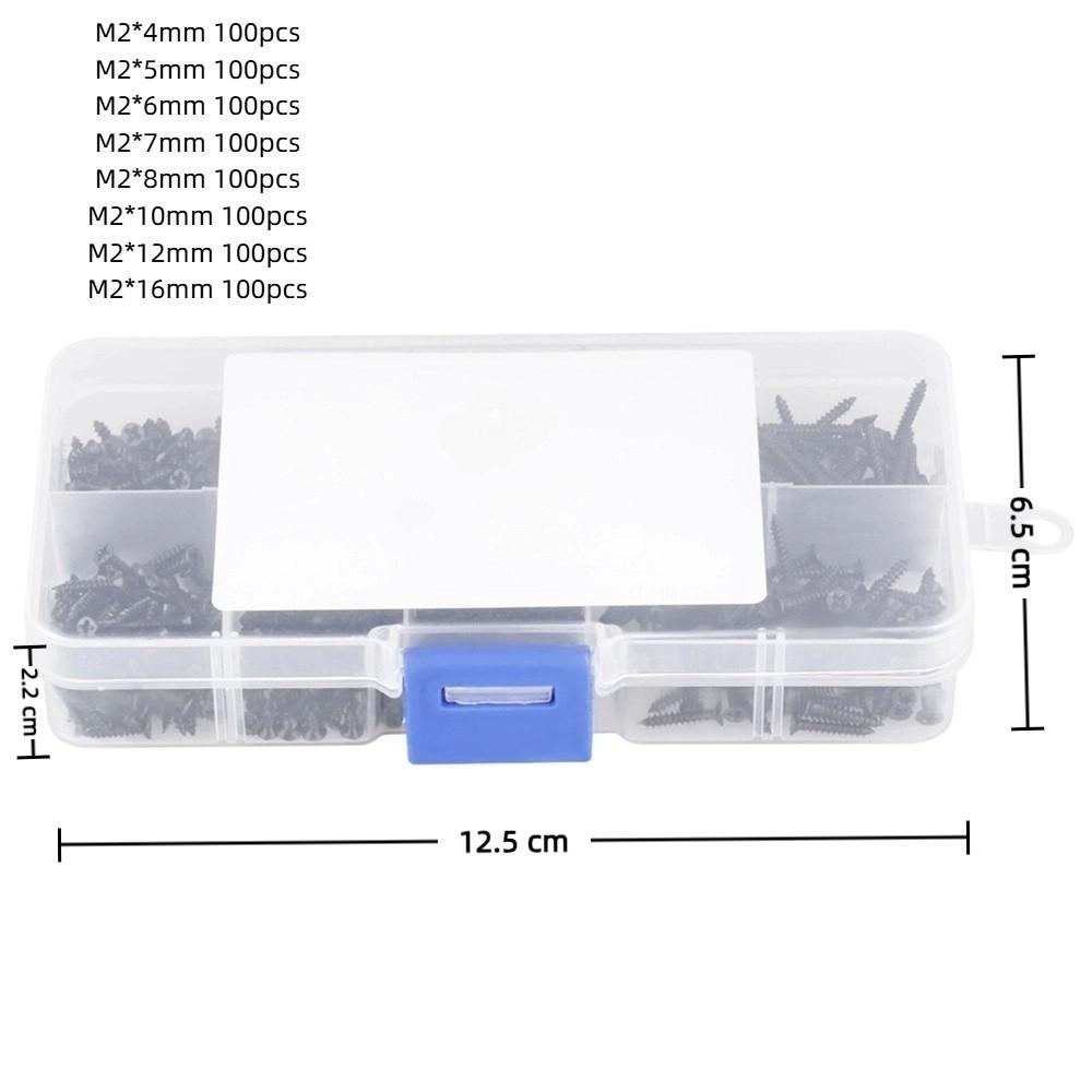 800pcs Black Carbon Steel Self Tapping Screws Cross Head Flat Head Cross Screws Countersunk 800pcs Set