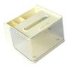 Multifunctional Tissue Box Multi Compartment Facial Tissue Organizer with Phone Mount for Bathroom Kitchen Cream Color