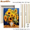 RUOPOTY Nádherná malba slunečnice podle čísel pro dospělé Sady olejových barev Kresba v rámu na plátně Domácí dekorace