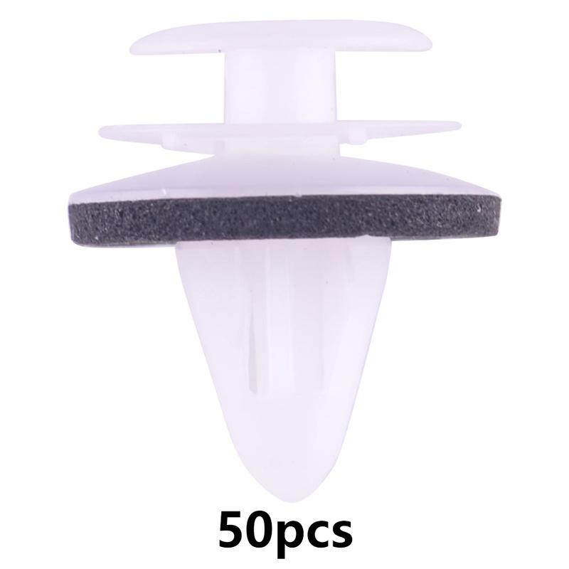 01553-30001 50pcs/Set Car Front Door Trim Panel Retainer Fastener Clip with Seal Rings Fit for Nissan White Nylon