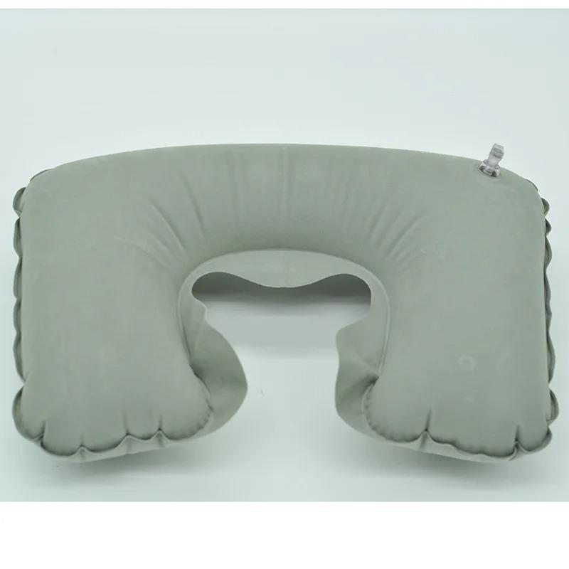 1 Pc Air Inflatable Pillow U-shape Neck Pillow Travel Rest Outdoor Portable Folding Air Inflatable Pillow Airplane travel(Color:pink)