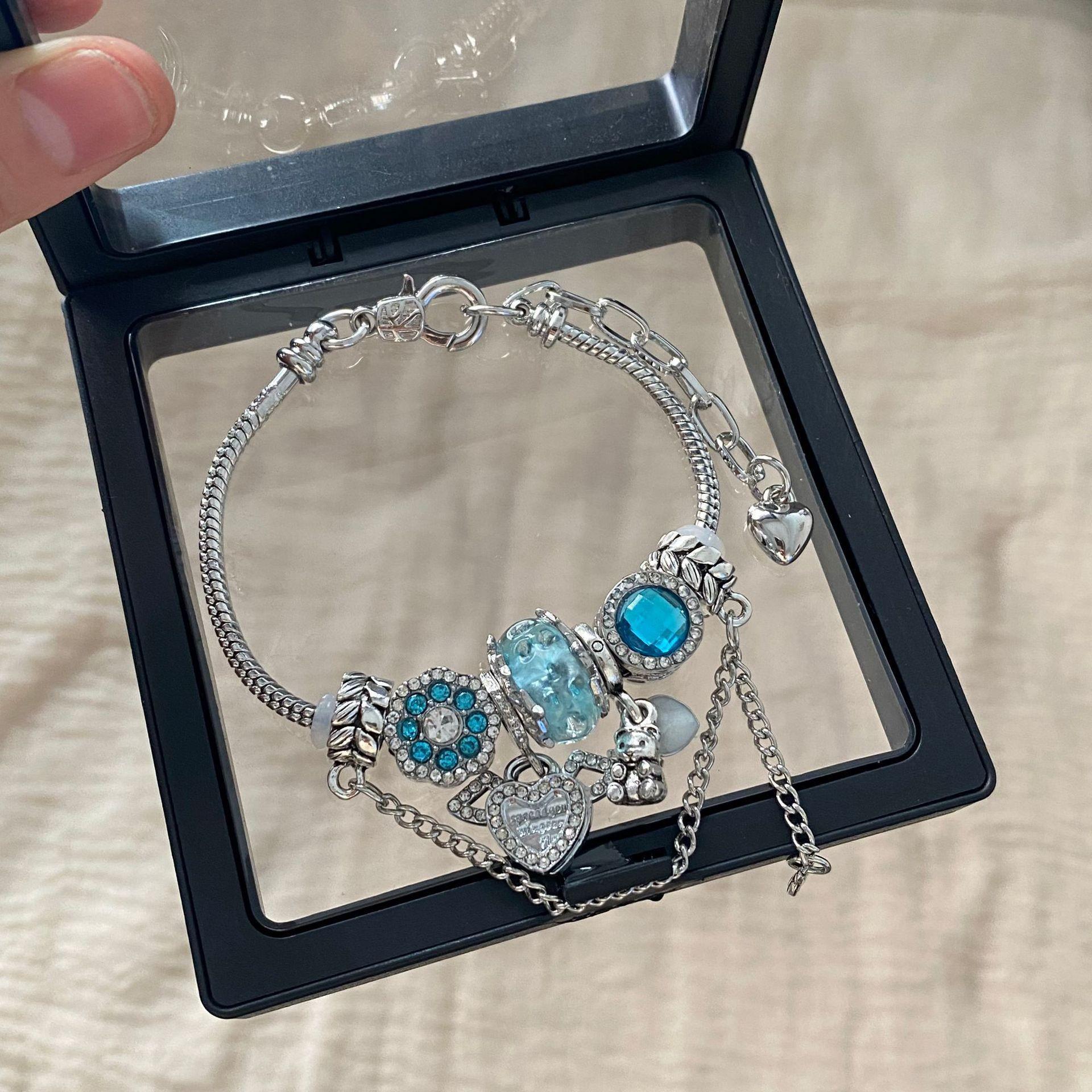 

Винтажный серебряный браслет с бусинами в виде сердца и медведя для женщин - Универсальная роскошь DIY в европейском и американском стиле