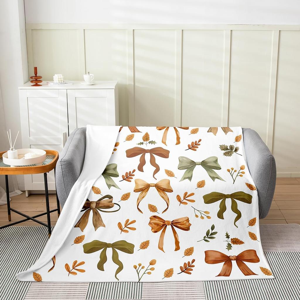 GUOYU Blanket Fall Pumpkin Harvest Fleece Flannel BlanketRustic Maple Autumn Leaves Bed Plush Blanket for Rustic Home DecorHarvest Patchwork