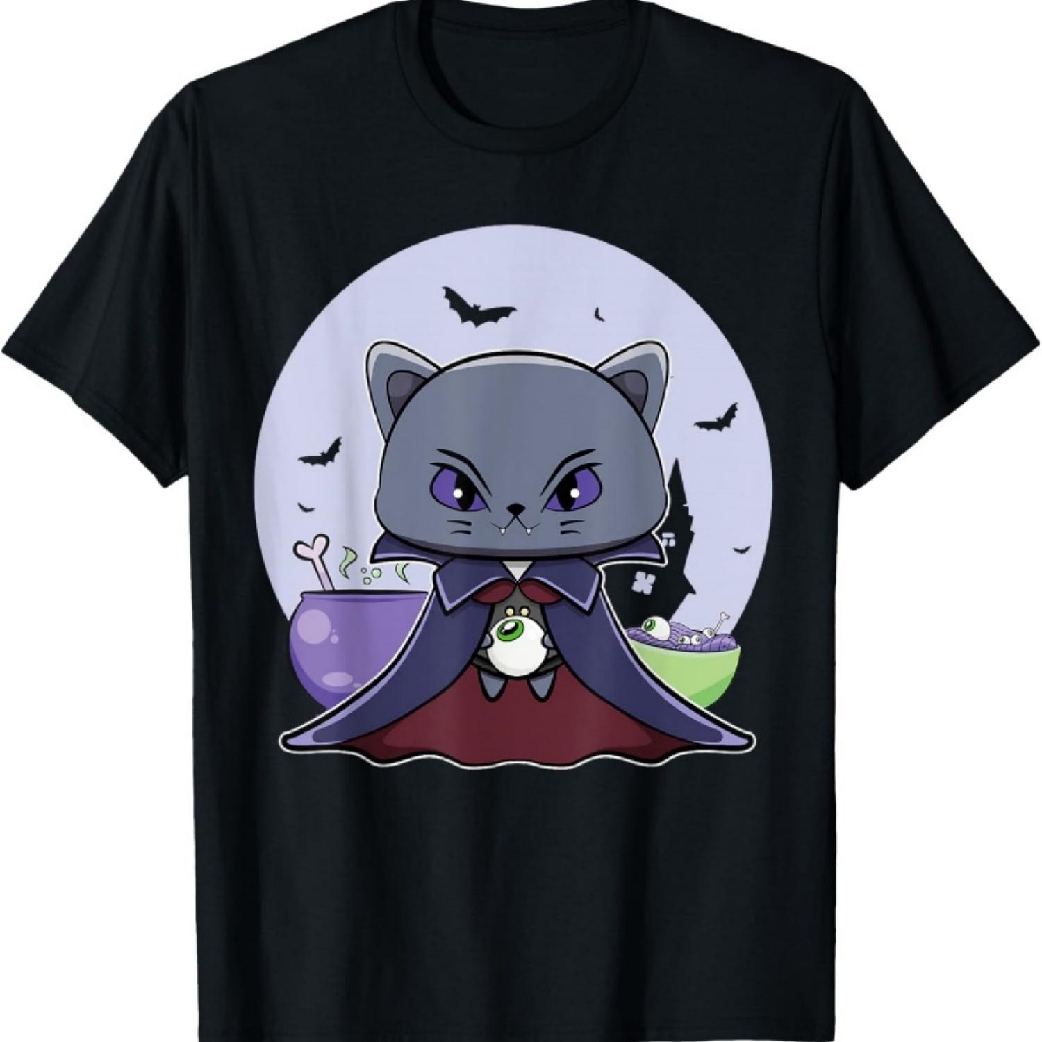 

Black Cat Vampire Dracula And Magic Ramen For Halloween T-Shirt S