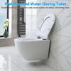 Rimless Wall Hung Toilet, Wall Mounted Toilet Bowl with Soft Closing Seat, Space Saving Round Floating Toilet with 360-degree Single Hole Super Swirl